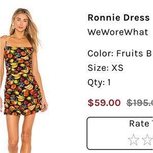Black mini dress with fruit on it